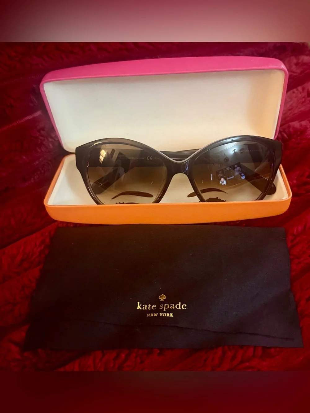 ♠️ Kate Spade Black Cat-Eye Women's Sunglasses with Gradient Lenses